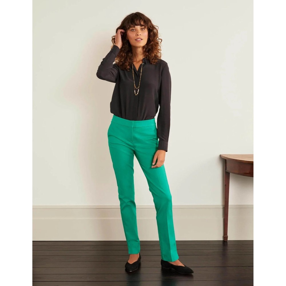 NWT Boden Richmond Trouser Chino Pants 4P Petite Green Mid Rise Stretch Ankle